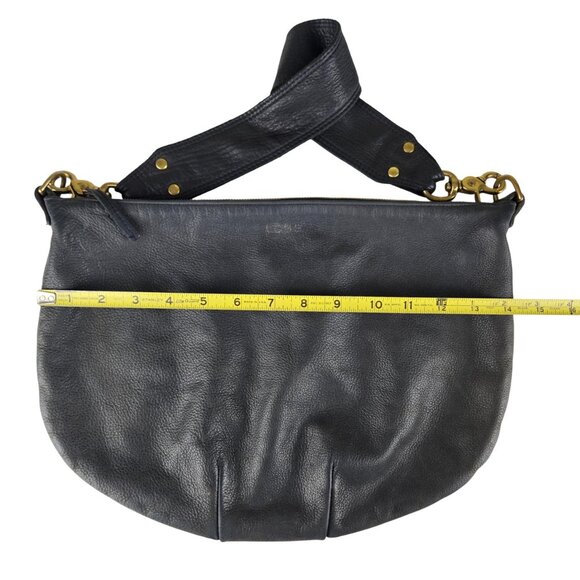 Claire V Moyen Messenger Crossbody Zip Top Tote Bag Black Leather - Picture 7 of 14